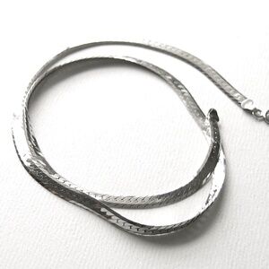 20" Sterling Silver Vintage Herringbone Necklace Made in Italy